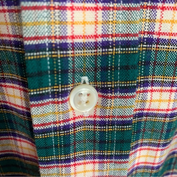 Ralph Lauren Mens SZ M Green Plaid Cotton Button Down “Big Shirt” - Picture 6 of 11